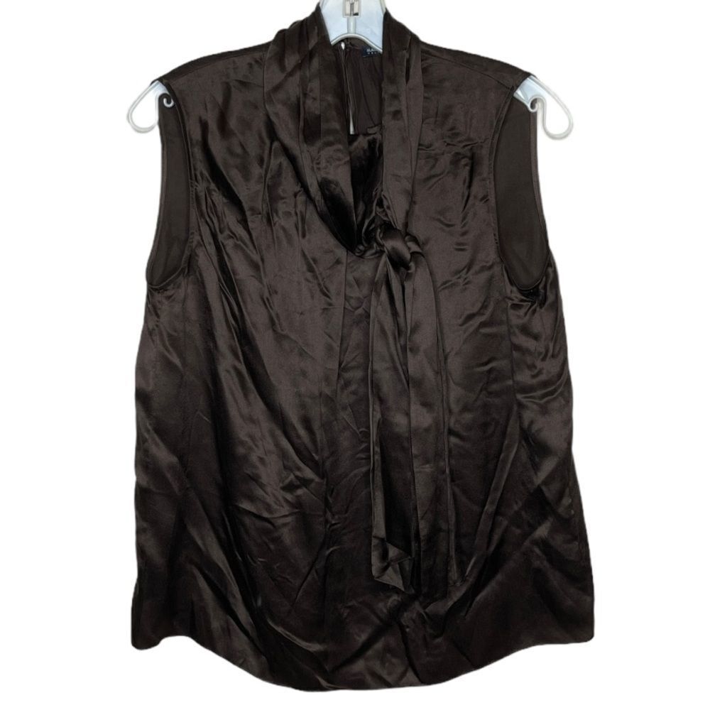 Magaschoni Silk Sleeveless Top Brown